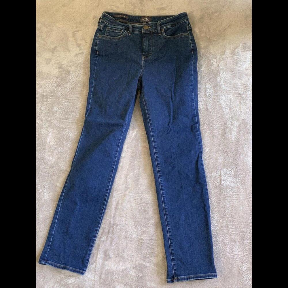 NYDJ Sheri Slim Sz 4 Jeans Blue Spandex Cotton Stretch LIFTXTUCK